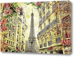   Постер Париж. Эйфелева башня