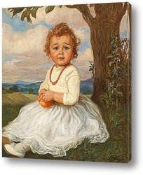   Портрет девушки, сидящей под деревом.