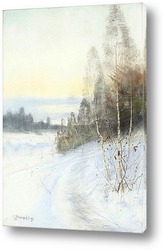  Зимний пейзаж с видом на коттеджи