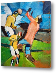  Постер Футболисты играющие в мяч 