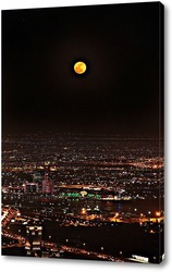   Постер Полнолуние, ночьной Дубай вид с самого высокого здания в мире Бурдж-Халифа