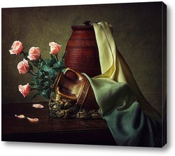 Натюрморт с розовыми розами