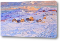  Зимний пейзаж с домиками