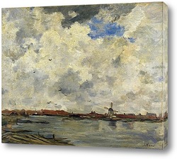   Постер Картина художника XIX века, поле, маяк