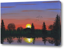   Картина Закат на озере