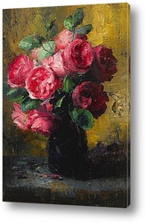    Розовые розы в вазе