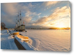    Зимний рассвет на Петровской набережной.