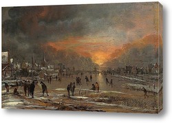   Картина Катание на замёрзшей реке