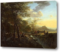   Картина Итальянский пейзаж с путниками