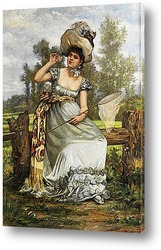   Постер Девушка ловит бабочек