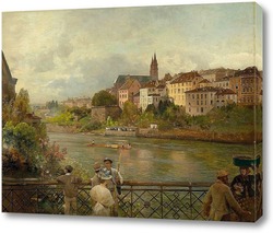   Картина Вид с середины моста Рейн на Базельский собор. 1889