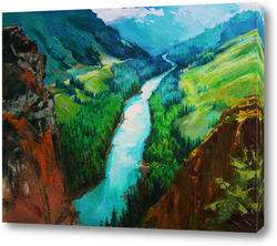    Бирюзовая река Катунь, картина реки