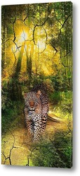   Постер Леопард в лесу