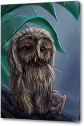   Постер Сова и мышонок под дождем