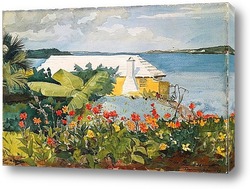   Картина Цветочный сад и коттедж.Бермуды