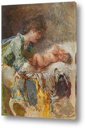   Постер Мать и ребенок с собакой