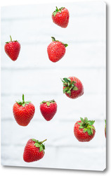   Постер Strawberry berry levitating on a white background