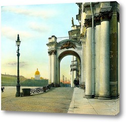    Санкт-Петербург. Эрмитаж (бывший Зимний дворец) частичный вид на вход Дворцовой площади