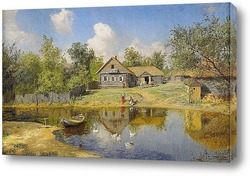   Картина Деревенский пруд 