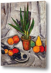    Натюрморт с фруктами и растением, 1914-1915