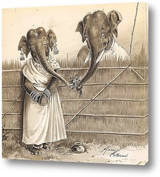   Картина День св. Валентина у индийских слонов