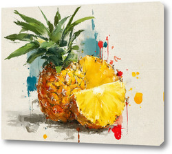    Ананас в акварельных брызгах