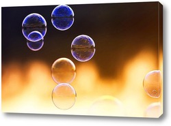   Постер нарядный фон из прозрачных мыльных пузырей на закате