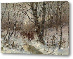   Охотники в зимнем лесу