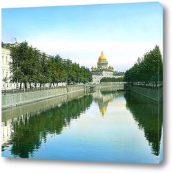  Санкт-Петербург. Панорамный вид через Неву в сторону Исаакиевского собора