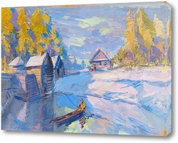    Зимний пейзаж с лодкой