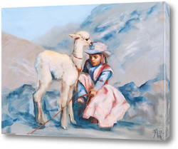   Постер Альпака и девочка