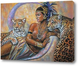   Картина Девушка с леопардами