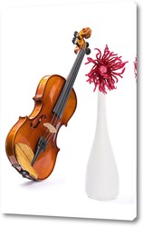    Скрипка, ваза и цветок