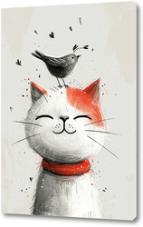   Постер Кот и птица