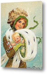   Постер Девушка с ребенком в муфте