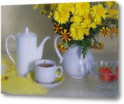   Постер Чайная пара и хризантемы