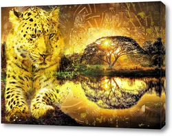   Постер Леопард и закат