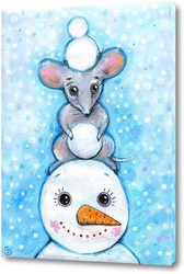   Картина Мышка и снеговик