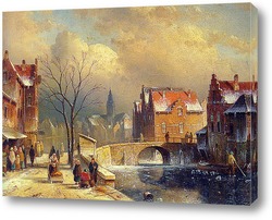    Улица и городской канал зимой