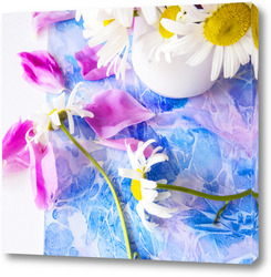    Цветы и голубая акварельная фантазия 1