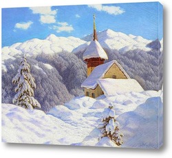   Зимний пейзаж с церковью