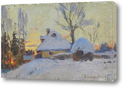    Зимняя деревня на закате