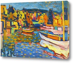   Постер Осенний пейзаж с лодками