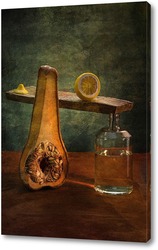  Постер Анатомия тыквы.Тыква с лимоном и дистиллированной водой 