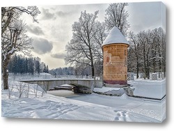  Санкт-Петербург. Красноармейский мост и Троицкий собор в снегопад..