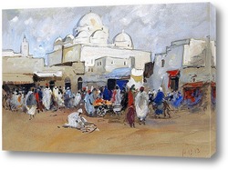   Постер Вид на мечеть, площадь Баб-Соика, Тунис