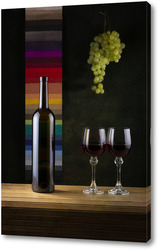  Постер Натюрморт с виноградом и вином в бокалах
