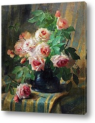  Розовые розы в корзине