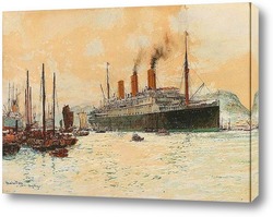   Картина Канадской Тихоокеанской лайнер "Императрица Австралии" в гавани 