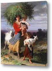   Картина Мать возвращается с детьми домой
